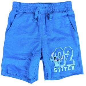 Kids‎ Disney Stitch 02 Blue Athletic Shorts Size 4 Cotton Polyester Drawstring
